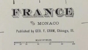 Vintage 1901 FRANCE Map 22"x14" ~ Old Antique Original LYON PARIS VERSAILLES - Picture 1 of 12