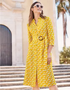 Neu ohne Etikett Anthropologie Boden Olivia Leinenhemd Gepardkleid Größe 4 Lauf groß 8 - Bild 1 von 13