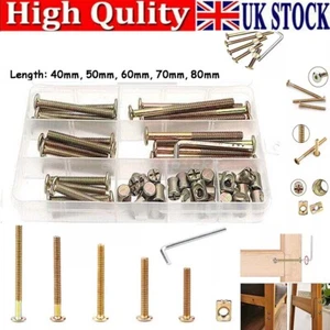 Cot Bed Furniture Connecting Bolts Barrel Nut M6 Alan Allen Key Screw Set 50PCS - Picture 1 of 13