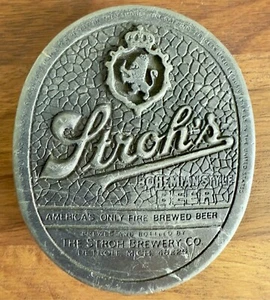 Stroh's Bohemian Beer Belt Buckle -Detroit, MI 1970s -Indiana Metal Craft -ID #3 - Picture 1 of 2