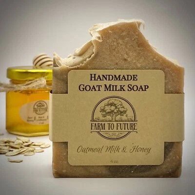 4oz Handmade Goat Milk Soap, Oatmeal Milk Honey, Sensitive Skin, Natural Soap - Image 1 of 4