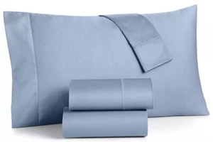 Charter Club Damask Solid King 4pc Sheet Set 550TC Horizon Blue New - Picture 1 of 7