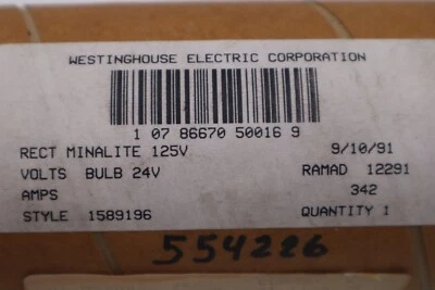 NEW WESTINGHOUSE 1589196 MINALITE INDICATING LAMP W/O BULB & LENS STOCK G680A - Image 1 of 3