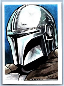 Mandalorian Sketch Card - Scott Sketches Trading Card Print Fan Art - Picture 1 of 2