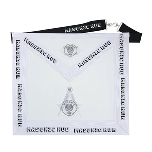 Freimaurermeister Freimaurer Kleiderschürze - ganz weiß Maschinenstickerei allsehendes Auge - Bild 1 von 7