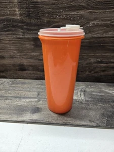 Tupperware 262-9 Tassen mit 603-4 Klappdeckel Reisebecher Vintage groß orange - Bild 1 von 4