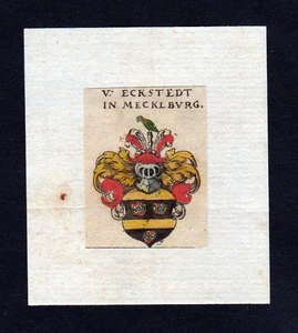 17. Jh Eckstedt Mecklenburg Wappen coat of arms heraldry Heraldik - Bild 1 von 1