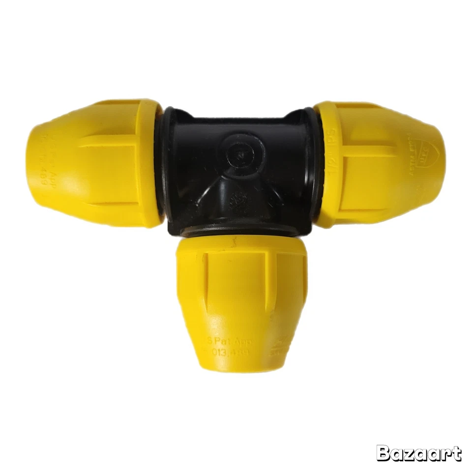 HOME-FLEX Underground Gas Pipe Tee Compression Fitting Yellow Poly 1/2 Inch IPS