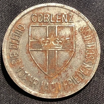 1918 Germany Coblenz 25 Pfennig War Money Iron Token - VF (Very Fine) condition - Image 1 of 2