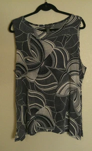 Chicos Travelers 3 US Size XL Blue White Tank Top Blouse Geometric Nautical - Picture 1 of 9