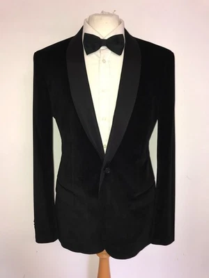 HUGO BOSS - Mens BLACK VELVET TUXEDO JACKET - 44 Reg - GORGEOUS Evening Jacket - Image 1 of 4