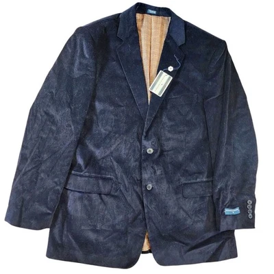 Saddlebred Navy Corduroy Blazer Men's 44R Sport Coat Jacket New With Tags - Image 1 of 4