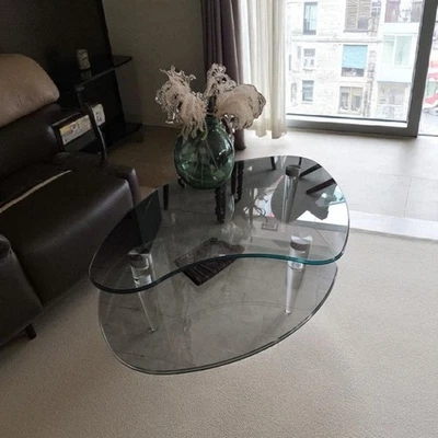 table basse 2 plateaux de verre pieds en plexiglass - Photo 1/4