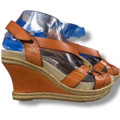 Sandalias de cuña Earthies Salerno alpargata cuero tostado correa ajustable 8 Foto 1 de 4