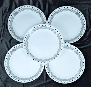 Set 5 Piatti Corelle City Block 10-1/4" Anelli e Quadrati Neri - Foto 1 di 5