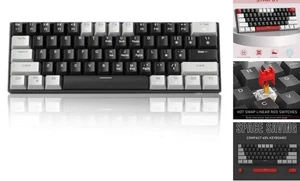 60% Mechanical Gaming Keyboard,Mixed Color Keycaps grey black(red switch) - Picture 1 of 7