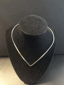 Vintage Sterling Silver Torque Necklace V Shape Mexico 925 Collar - Picture 1 of 6