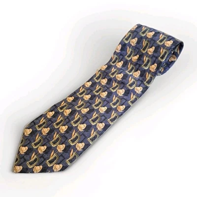 Corbata Ermenegildo Zegna Para Hombre 100% Seda Carbón Rosas Doradas Hecha en Italia Foto 1 de 4