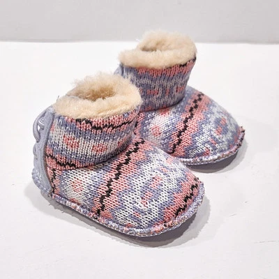 Bearpaw Kaylee Baby Girl Pink Knit Bootie US Sz Infant UK 4 EU 20 Metal Gift Box - Image 1 of 4