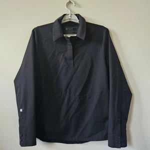 Figs Nala Long Sleeve Scrub Top Women's Size Small Technical Black Polo - Picture 1 of 5
