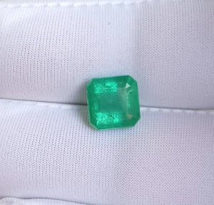 Piedra preciosa suelta 8X8MM Asscher Cut Zambia esmeralda octágono mina de tierra 2,76 quilates - Imagen 1 de 8