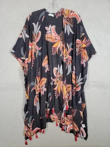 Kimono donna floreale con nappe XL spiaggia boho aperto davanti copricostume da bagno spolverino - Foto 1 di 8