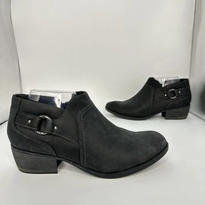 Clarks Charlten Grace Ankle Boot Women Size 9.5 M Black Oily Leather Bootie - Image 1 of 4
