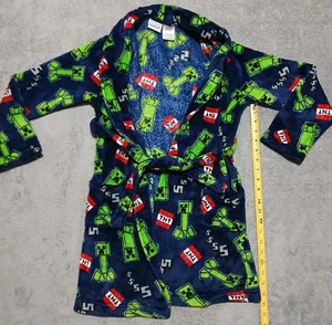 Minecraft Robe Boy's L 10/12 Long Sleeve Bath Robe Creeper TNT Gift - Picture 1 of 5