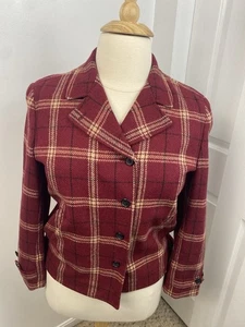 Ralph Lauren 12 Wool Jacket Red Beige Plaid Women Quiet Luxury Old Money - Picture 1 of 12