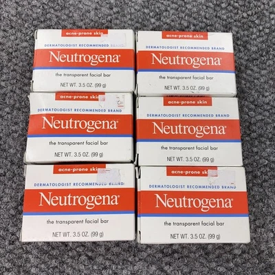 Barra de limpieza facial transparente Neutrogena jabón piel propensa al acné paquete de 6 3,5 oz Foto 1 de 4
