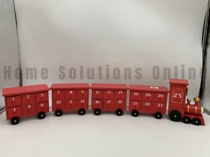 Pottery Barn Kids Wood Train 3-D Christmas Advent Calendar Red 32" w #U420 - Picture 1 of 4