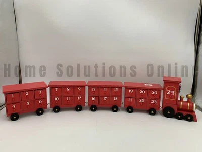 Pottery Barn Kids Wood Train 3-D Christmas Advent Calendar Red 32" w #U420 READ - Image 1 of 4