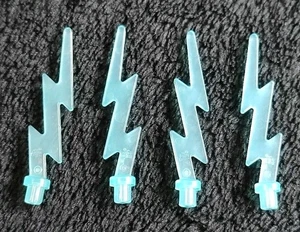 LEGO Lightning Bolt 27256 Bundle Blue x4 Pieces Wave Angular Single Bar End - Picture 1 of 3