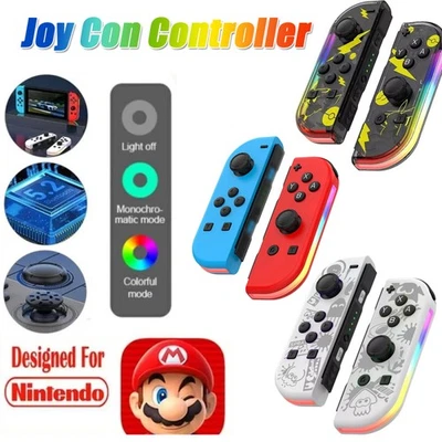 GENERIKUM 2er Set für Nintendo Joy Con mit LED Bluetooth Game Controller Switch/Lite/OLED.