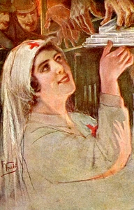 Artist Signed Vintage Postcard - Red Cross Nurse - Italy (31) - Picture 1 of 2