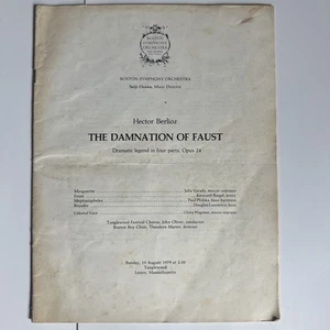 Programa Orquesta Sinfónica de Boston de Colección - Damnation Of Faust Berlioz 1979 - Imagen 1 de 4