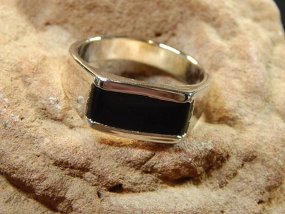 Мужское новое кольцо из нержавеющей стали с черным ониксом, размер 13,5, Великобритания Z+2, 9,5 грамма - Изображение 1 из 4