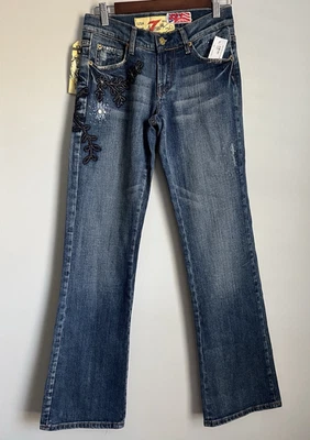 New Y2K 7 For All ManKind Women Embellished Rhinestone The Great China Jeans 27 - Image 1 of 4