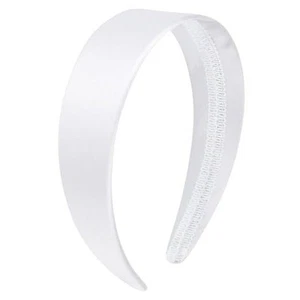 Headband 1.6 Inch Wide Silk Satin Headband Women Non Slip Fashion Plain White - Picture 1 of 7
