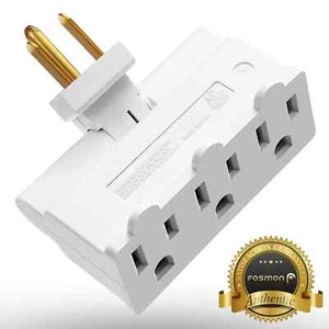 Fosmon Grounded Swivel 3 Outlet Indoor Wall Tap Power Adapter AC Plug Mini - Picture 1 of 1