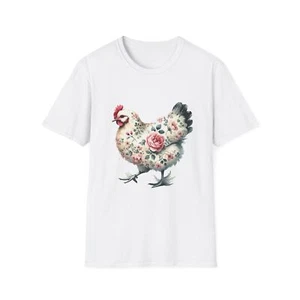 Floral Chicken T-Shirt, Cute Farmhouse Tee, Gift for Chicken Lovers, Vintage - Picture 1 of 23