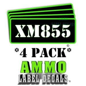 Etiquetas de latas de munición XM855 estuche de municiones calcomanías esquinas redondeadas 3"x1" verde GRbkRD - Imagen 1 de 1