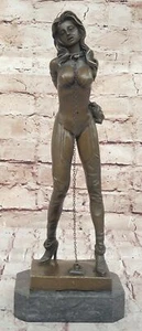 Handmade Bondage woman Tied with Chain Bronze Sculpture Statue Figurine Figure - Picture 1 of 10