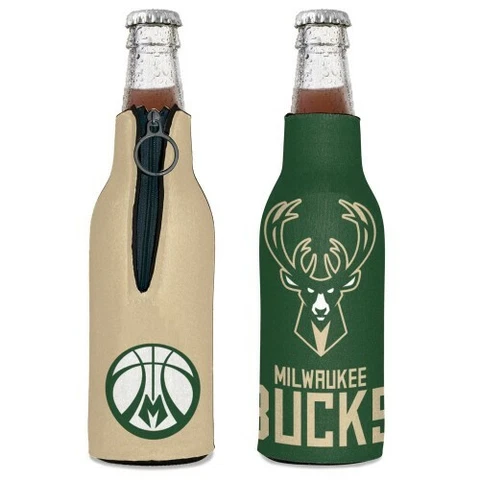 MILWAUKEE BUCKS BOTTLE HOLDER COOZIE KOOZIE COOLER WITH ZIPPER Cover