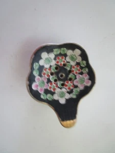 Asian Tea Bag Caddie Ceramic Hand Painted Multi-colored floral Holder - Picture 1 of 4