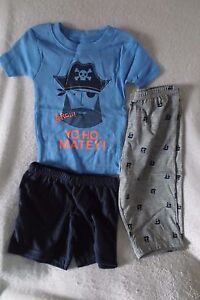 Carters Baby Boy Sleepwear 3 Piece Set Size 18 Months Blue Pirates New 