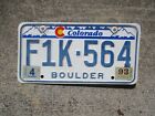 Colorado 1993 Boulder  license plate #   F1K - 564