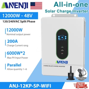 12KW 120V/240V 6500W 3600W 110V/120V 48V Solar Inverter Hybrid Parallel WIFI+CT - Picture 1 of 39