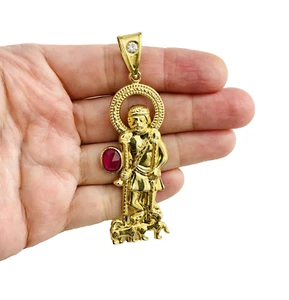 10K Real Gold Saint Lazarus 3.4 inches Pendant, 10k Gold Saint Lazarus - PA16 - Picture 1 of 8