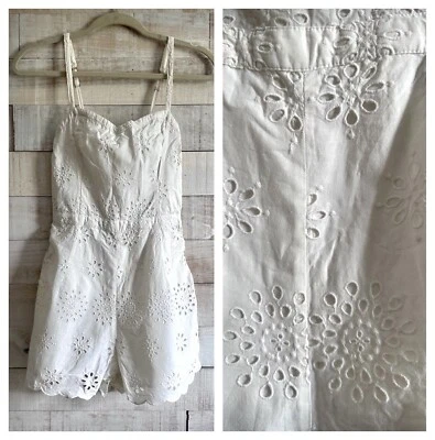 Mameluco Hollister Co Mujer Adolescente Junior Algodón Blanco Calado Festoneado Talla Pequeña Foto 1 de 4